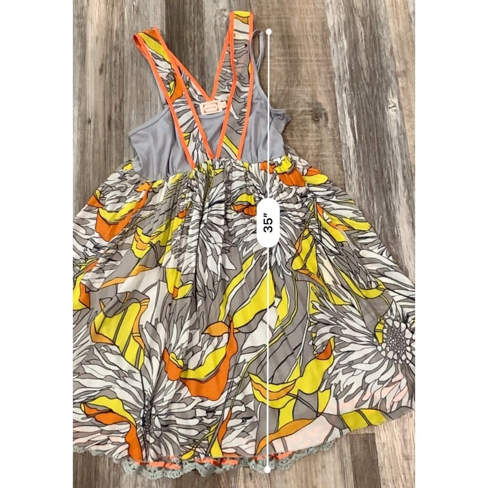 Pura Vida Dress Size 6 Side Zip Embroidered Lace Trim Floral Multicolor Vibrant - Picture 12 of 16